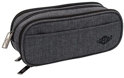 WEDO 24245037 Federmäppchen College für Schule und Universität - 3 Reißverschlussfächer, viel Stauraum, aus Polyester, grau
