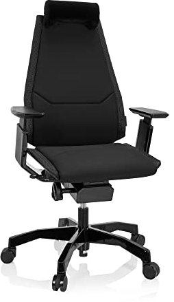 hjh OFFICE 652849 Bürostuhl ergonomisch GENIDIA Black Drehstuhl Rückenlehne höhenverstellbar, Velours Stoff Schwarz