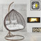 GOODS EMPORIUM Premium Hanging Double Egg Chair Outdoor Garden Swing Chair Hammock Chair with Cushions - FREE COVER INCLUDED (Double, Brown - Brown - Grey)
