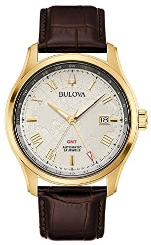 Bulova Herren Analog Automatik Uhr mit Leder Armband 97B210