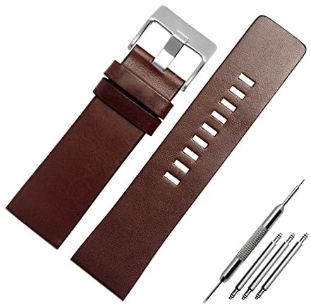 Elegantyl 26mm 28mm 30mm 32mm Leder Uhrenarmband Herrenuhr Ersatzarmband + Montagewerkzeug, 28mm