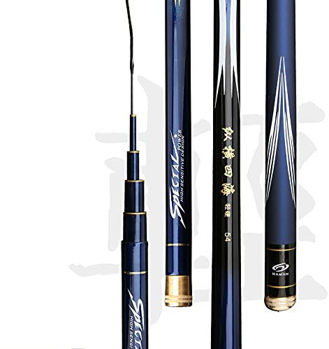 Angelrute Carbon 28 einstellbare Teleskopstange 3.6-7,2 m licht Harte karpfenstange handstange fanggeräte Langer schuss 894 (Color : Blue 28 Tone, Size : 4.5 m)