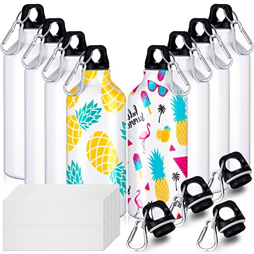 8 Stück Sublimations-Aluminium-Wasserflasche mit 16 Schrumpffolien, 590 ml, leere Sport-Wasserflaschen, isolierte Masse, Klettern, Reisen