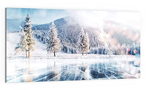 DEQORI WTD - Cuadro de cristal (100 x 50 cm), diseño de lago congelado