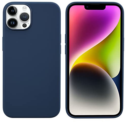 THBY Cover per iPhone 14 Pro, Custodia Antiurto Gomma Gel Silicio Liquido con Fodera Tessile Microfibra Morbida Silicone Protettiva Cover per Apple iPhone 14 Pro. (Blu, 14 Pro)