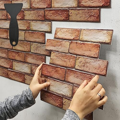 wiksite Carta da parati in pietra, effetto pietra, 3D, pannelli da parete per mobili, porta da parete, impermeabile, pannelli adesivi per muri, 3D autoadesivi (10 pezzi)