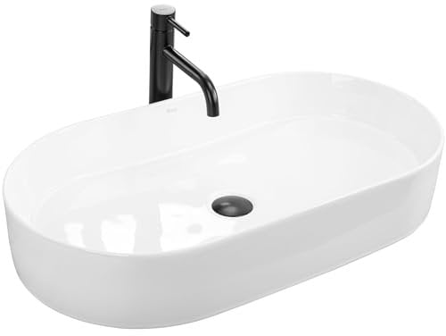 Rea Lavabo sobre Encimera Nadia 70 Lavabo de baño 710 x 385 x 120 mm Cerámica (blanco)