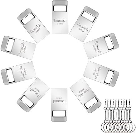 USB Stick 32gb 10 StüCK, Metal Memory Stick USB 2.0 USB Stick 32GB USB Flash Drive mit Schlüsselanhänger für Schule Büro Auto PC Laptop (Silber * 10 Pack)