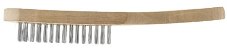 HÖGERT TECHNIK Drahtbürste 4x15 – Stahlbürste mit Holzgriff – 250 mm – zum Entrosten, Reinigen & Vorbereiten – 4-reihig – für Schweißnähte, Metall, Farbe, Werkstatt