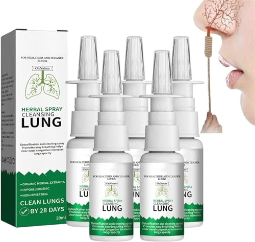 OnNature Organic Herbal Lung Cleanse and Repair, Herbal Lung Cleanse Spray, Lung Detox Herbal Cleanser Spray for Smokers, Clear Stuffy Nose (5 Pcs)
