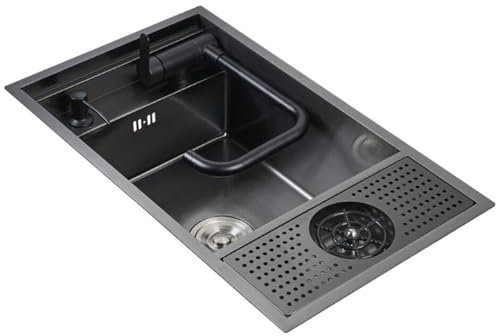 Bricolaje Fregadero Oculto para Bar De Restaurante con Lavavasos Fregadero Doméstico con Grifo Abatible. Fregadero De Un Seno Que Ahorra Espacio Piscina De Agua para Lavar Platos Herramientas (Color