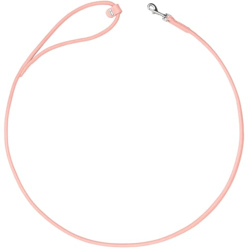 HUNTER Soho Round Mini Hundeführleine | Rindsleder, mit Handschlaufe, für kleine Hunde & Welpen, Made in Germany, Farbe: Hellrosa, Größe: 6/140