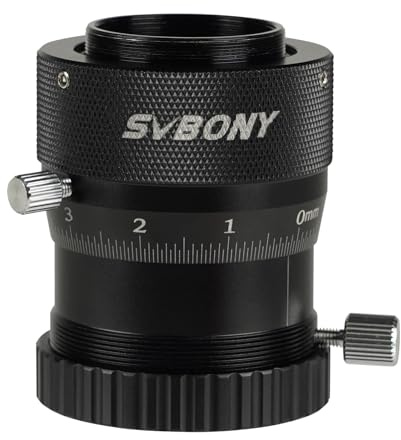 Svbony SV161 Double Helical Focuser 1,25”, 0,05mm Skala Teleskop Helicals Fokussierer mit T2 Gewinde 10mm Fokussierhub, Metall Teleskopzubehör Doppelspiralauszug für Teleskop-Führer (M42x0.75mm)