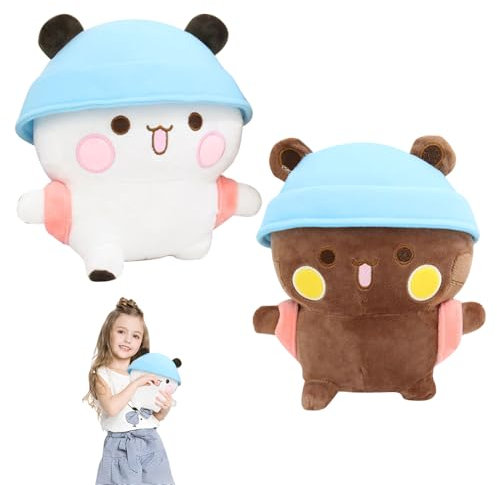 HIULLEN Bubu Dudu Kuscheltier, 2PCS Bär Panda Dudu Bubu Plüschtier, Pandabär Kuscheltier Kissen, Bubu Dudu Figur Plüschkissen, Kawaii Plüschtier Stofftier Spielzeug Geschenk für Kinder Mädchen Jungen