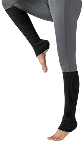 JK Home 43cm Long Warm Comfortable Footless Knitted Yoga Socks, Ankle Cuffs Heaters Knit Crochet Women Girls Leg Warmers, Chunky Boot Cuffs Women's Gaiters for Dance