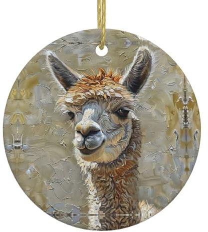 Alpaka-Lama-Weihnachtsschmuck, hängende Baumschmuck, gebeizte Keramik, Geschenke für Frauen