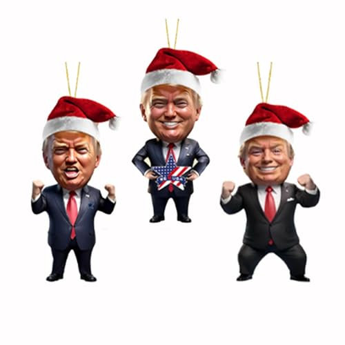 3Pcs Funny Christmas Tree Decorations, 2D Xmas Ornaments, Car Christmas Decorations, Funny Xmas Hanging Tree Decorations