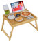 Artmeer Bed Tray Table with Folding Legs, Bamboo Breakfast Food Tray with Media Slot, Use As Platter, Laptop Desk, Snack, TV Tray Kitchen Serving Tray (Bamboo Large Adjustable Legs)