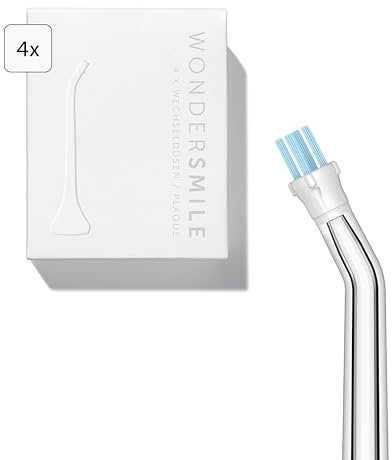 Wondersmile Plaque Düse – Ersatzdüsen für Munddusche Waterflow - SmoothFlow-Technologie für optimale Zahn- & Zahnfleischpflege (White, 4er Pack)