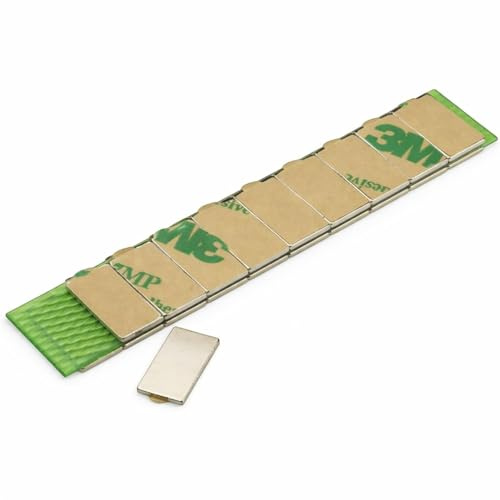 Selbstklebende Neodym-Magnete 15 x 8 x 1 mm | Packung mit 20 starken und langlebigen Magneten für Whiteboards, Basteln und Organisation
