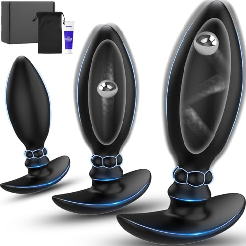 3 Stück Anal Plug Set, Analplug# für Frauen Männer mit Dynamisch Stahlkugel, Buttplug aus Platinsilikon für Lange Zeit Bequemes Tragen, Butt Plug vom Anfänger zum Profis Ø2,6cm Ø3,2cm Ø3,8cm yewuzer