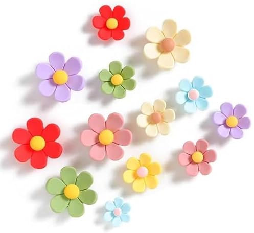 Lunaanda 20 Piezas Imanes de Nevera 3D de Flor, 10 Grandes (35 mm) y 10 Medianos (27 mm) Imanes Decorativos Potentes y Coloridos para Nevera, Pizarra Magnetica, Taquilla, Cocina, Escuela y Oficina
