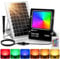 Aigostar - 100W Foco Solar Exterior RGB con Mando a Distancia, 8000mAH Batería de Gran Capacidad y Gran Panel Solar. Impermeable IP66, Cable de 5M. Proyector LED para Interior y Jardín, Patio, Camino