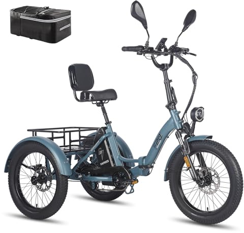 Fafrees F20 Mate E-Bike 3 Rad Klapprad 48V 23,45Ah Akku 115KM Straßenzulaßung [ Offiziell ] E Bike Damen 180KG, Elektrofahrräder 65N.m, Fat Ebike Herren 20 Zoll, E Lastenfahrrad IPX5-Update