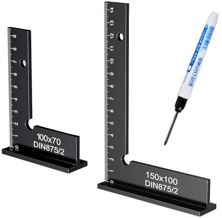 Juego de Escuadras para Trabajar Metales, Escuadra de Tope de 90 Grados, Escuadra de Carpintero con Escala de Medición para Trabajos Precisos en Construcción de Metal y Taller