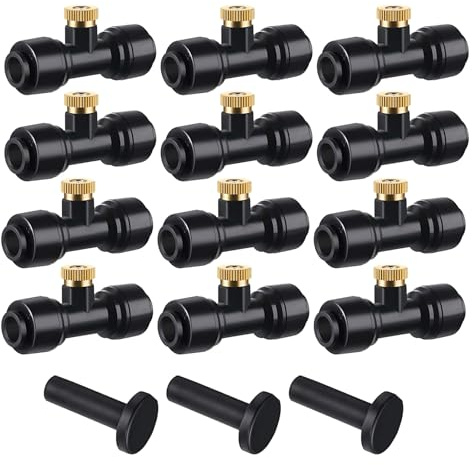 HAXIHA 12Pcs Nero Ugello Nebulizzatore Kit,Ugelli Raccordo a T,Irrigatori Atomizzatori Spray,Spruzzatore Irrigazione Goccia Adatto per Esterno Giardini Serre Attrezzatura l'irrigazione Raffreddamento