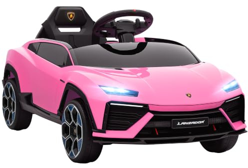 AIYAPLAY Licensed Lamborghini Electric Cars for Kids 12V Ride On Car Pink | Battery Powered, Remote Control, Suspension, MP3, Horn, for 3-6 Years Old