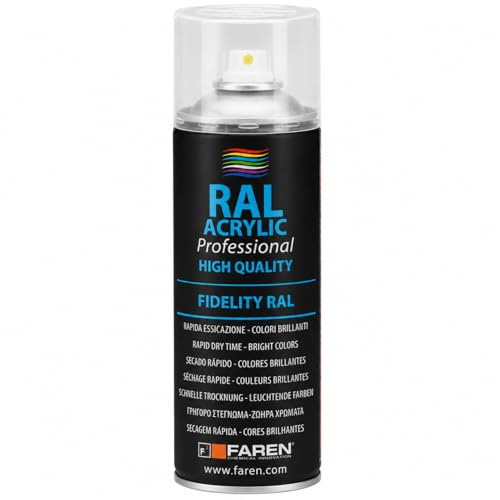 FAREN RAL ACRYLIC, Vernice spray Acrilica 100%, Smalto FIDELITY RAL, Colori Brillanti a Rapida Essiccazione, 400ml (1, RAL 9010 BIANCO OPACO)