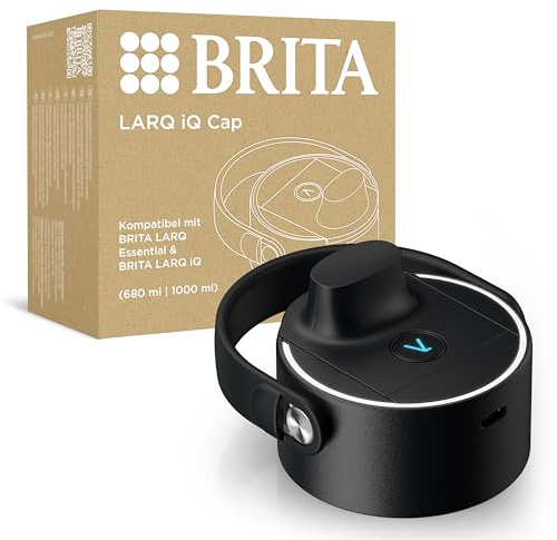BRITA LARQ iQ Cap schwarz Digitaler Deckel LARQ Essential Trinkflaschen inkl. Hydration Tracking App & UV-C Selbstreinigungs-Technologie - neutralisiert 99,99% Bakterien | Schwarz, Hydration Tracking in der BRITA App, UV-C Selbstreinigung, neutralisiert 99,99% Bakterien, USB-C Ladeanschluss