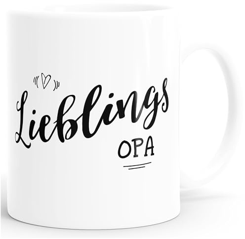 MoonWorks Kaffee-Tasse Geschenk-Tasse Opa Lieblingsopa Familie Großvater Großeltern Family einfarbig Weiss unisize