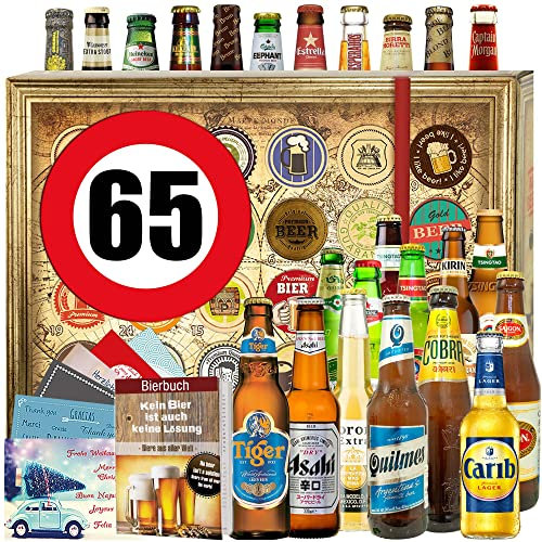 Ideen 65. Geburtstag Männer - 24 Biere aus aller Welt - Geschenkbox - Bier - Advent Kalender Bier 2024 2025