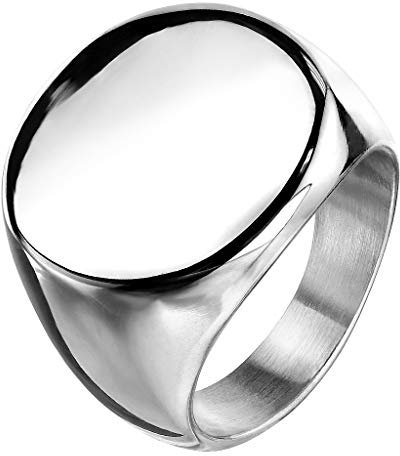 Mianova Ring Edelstahl Runder Siegelring Biker Rocker Herrenring Damenring Partnerring Damen Herren Größe 64 (20.4) Silber