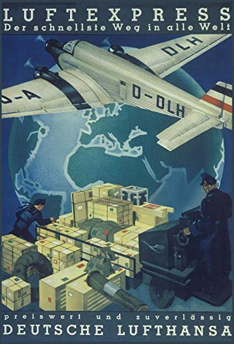 Schatzmix Retro Luftexpress Deutsche Lufthansa Metallschild Wanddeko 20x30cm tin Sign Blechschild, Blech, Mehrfarbig, 20x30 cm