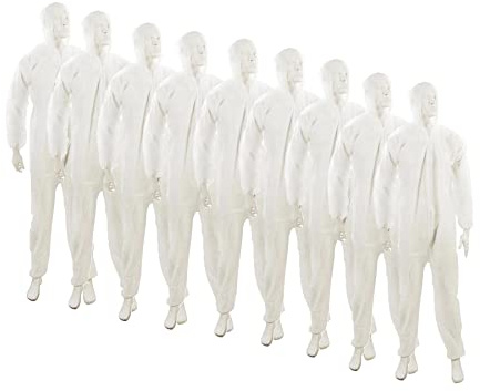 Dapetz ® 20 Pack Disposable Coverall Protective Suits Overall Suits with Hood Medium 170cm 67, Elastic Cuffs, Ankles, and Hood, Zip Front Opening for Painting, Cleaning, Safety Workwear, Men, Women
