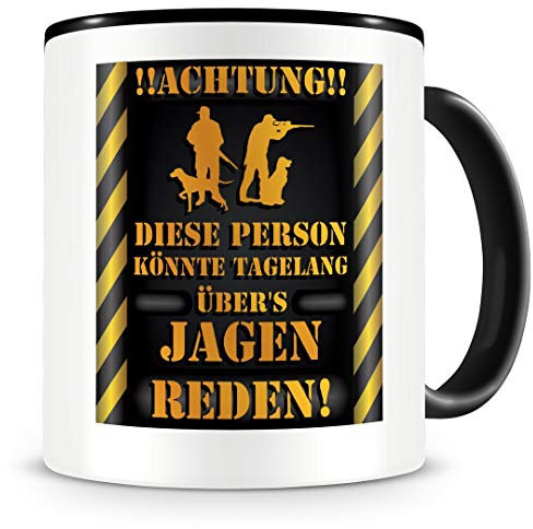 Samunshi® Jagen Tasse mit Spruch Geschenk für Jäger Männer Frauen Kaffeetasse groß Lustige Jagd Tassen zum Geburtstag schwarz 300ml