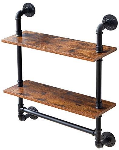 IBUYKE Pipe Floating Shelves, Wall Shelf Outdoor, 60x20x72.5cm, Decorative Shelving Unit for Wall, Plant Stand, Storage Organiser Shelf for Bedroom, Bathroom, Living Room, Office RF-TM014