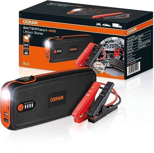 OSRAM BATTERYstart 400, avviatore al Litio da 16.800 mAh per Veicoli con Motore a Benzina Fino a 8l e Motore Diesel da 4l