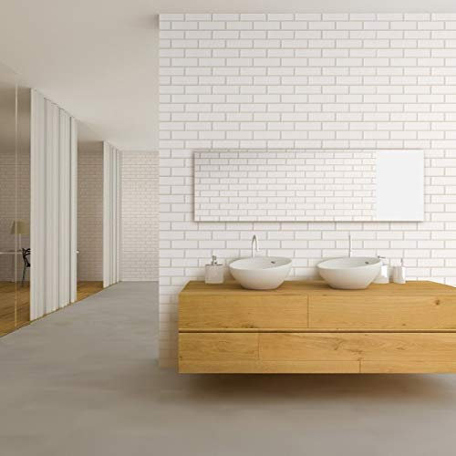 Floors To Walls Shower Panels - Large Tongue and Groove Waterproof Cladding Fixings for Home, Bath, Bathroom Wall - Replacement Decorative Panelling, No Grouting - 10mm Thick, 1m Wide (London Tile)