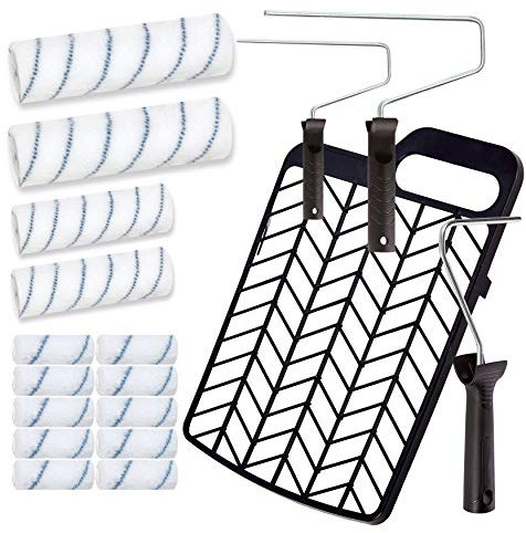 Maler Set Farbroller Farbrolle Malerwalze Abstreifgitter Farbrollenbügel 18 tlg.