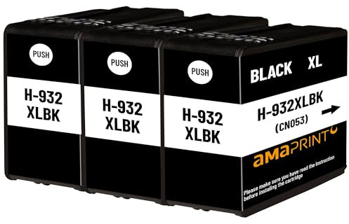 Amaprint 3 XL Patronen kompatibel mit HP 932 Schwarz passend für HP OfficeJet 6100 6600 6700 7110 7510 7600 7610 7612