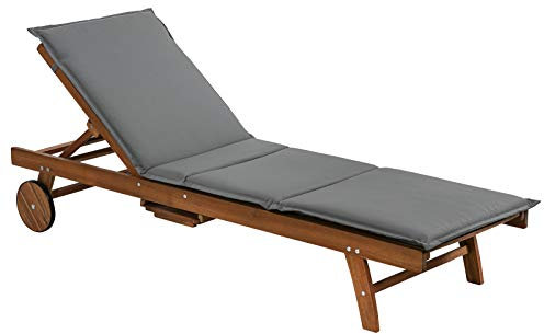 Dehner Rollliege Ravenna, Sonnenliege, 200 x 89 x 70 cm, inkl. Polster, FSC®-zertifiziertes Akazienholz/Polyester, braun/grau