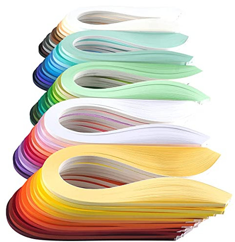 JUYA Quilling Einfarbiges Papier-Rüschen-Set, 60 Farben, 39 cm Länge, 100 Streifen pro Packung, Papierbreite 7mm