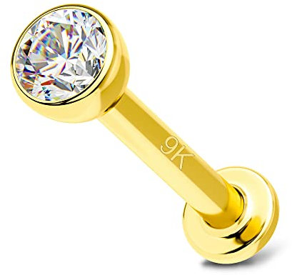 OUFER 16G 9K Gold Lippenpiercing 8 mm Lip Piercing Helix Stud Ear Conch Ring Labret Bar Medusa Monroe Ohrpiercing Knorpel Tragus Cartilage Earrings Schmuck Women Men