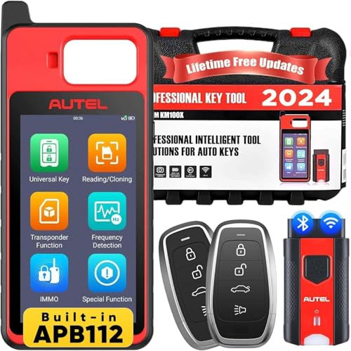 Autel MaxiIM KM100 (X) Key Programmer, 2025 Lite Ver of IM508S IM608 PRO II, 60s Key Generation, IMMO Key Fob Programming Tool, Transponder Chip Read/Write/Clone, 2 Autel IKEY