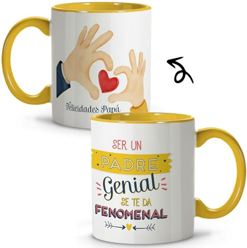 LolaPix Taza Día del Padre. Taza Papá. Tazas Desayuno Originales. Ceramica 330 ml. Regalos con Frases. Padre Genial