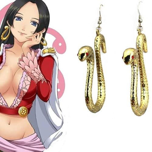 Wig for Anime One Piece 70/80/100cm Boa Hancock Black Long Straigt Snake Earrings Cosplay Headwear Synthetic Hair + Free Wig Cap Earring 1